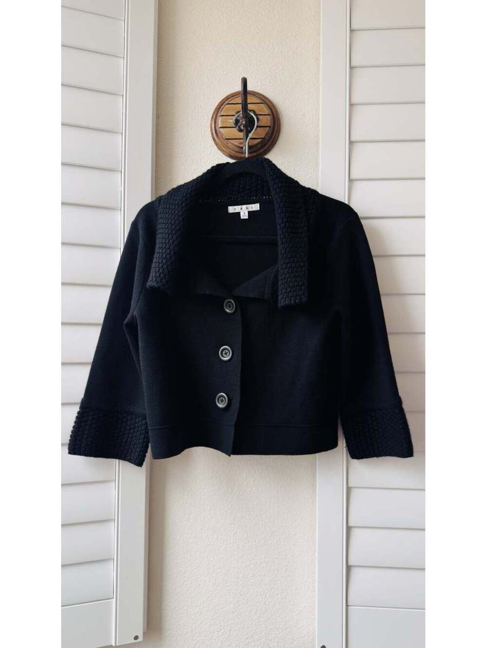 Cabi Wool Blend Textured Knit Cardigan Jacket - Size S